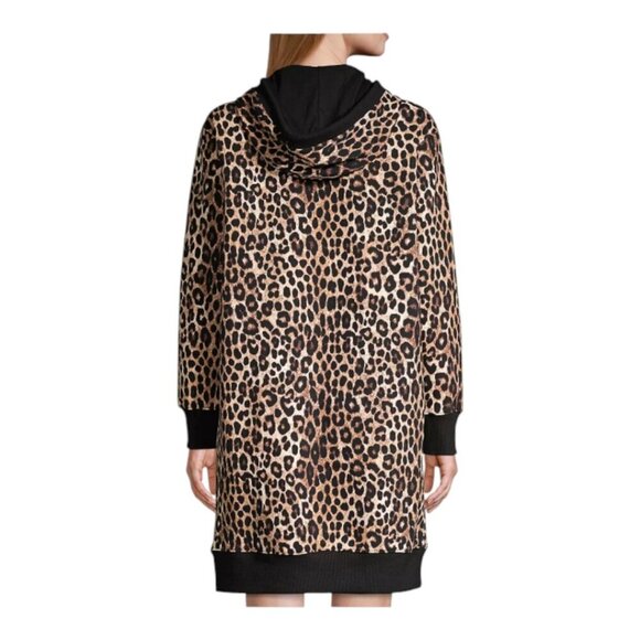 MICHAEL KORS NWT Women's Leopard Print Long Sleeve Cotton Terry Hoodie Dress Sml - Picture 4 of 16